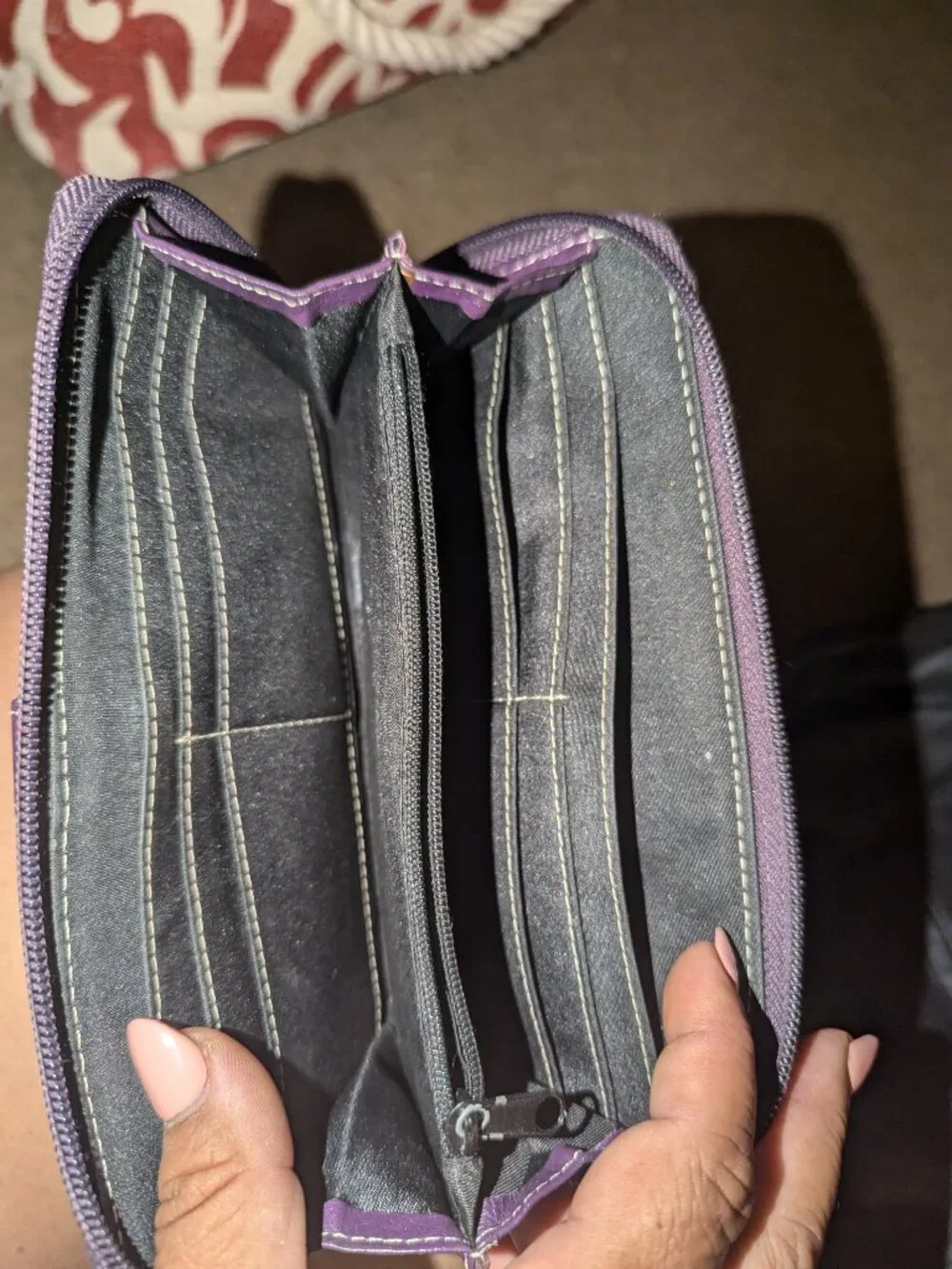 Purple leather wallet